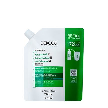 Dercos Antidandruff Shampoo For Normal To Oily Hair 390Ml Refill