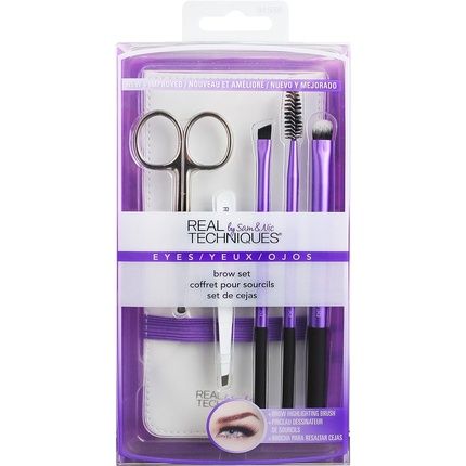 Real Techniques Brow Makeup Brush Set With Tweezers