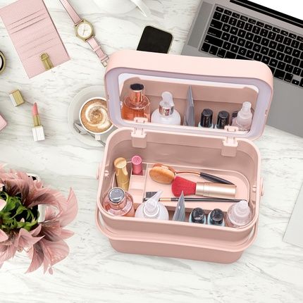 Rio Lush Box Makeup Cosmetic Vanity Travel Case With Removable Led Light Mirror - Large