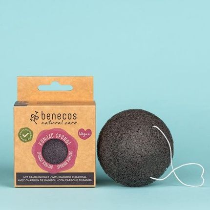 Benecos Natural Cosmetics Konjac Sponge Black Bamboo 100% Biodegradable