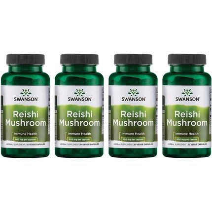 Swanson Reishi Mushroom Immune Function Mood Support 600Mg 60 Capsules - Pack Of 4