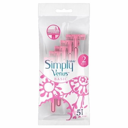Simply Venus 2 Basic Disposable Razors For Women - 5 Pack