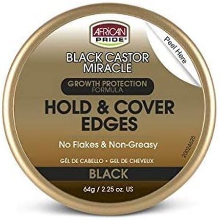 African Pride Black Castor Miracle Black Hold & Cover Edge Gel 64G - Image 3