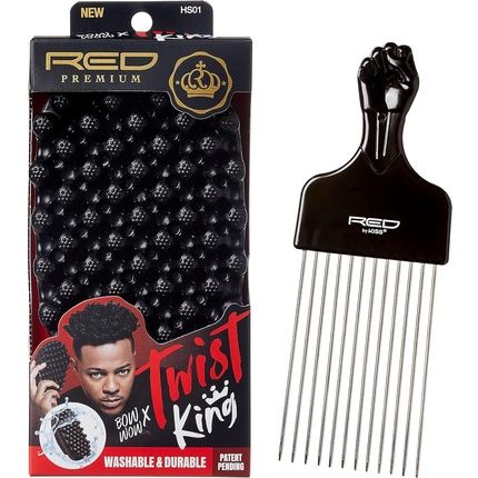 Red By Kiss Bow Wow X Twist King Premium Luxury Twist Styler Brush With Large Styling Pik Durable Washable Afro Curl Sponge Racket For Barbers And Daily Use Ideal For Curly Coiled 4C Hair Twist King Set 1