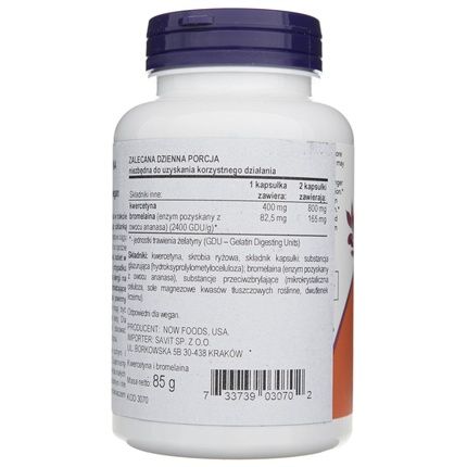 Now Foods Quercetin With Bromelain 120 Capsules - Image 3