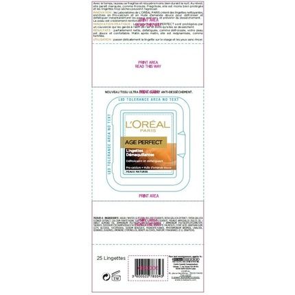 L'Oreal Paris Age Perfect Makeup Remover Wipes For Mature Skin 25 Count