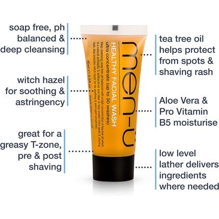 Men-U D-Tox Facial Essentials 3 Minute Dtox & Deep Cleanse With Healthy Facial Wash 15Ml - Image 3