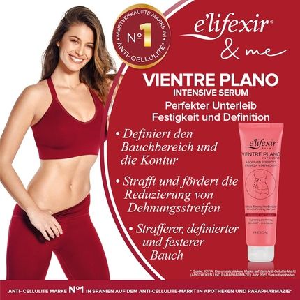 E'Lifexir Vientre Plano Intensive Defining Volume, Dehydrating And Toning The Stomach Firming Cream With Slimexir, Pink Pepper And Caffeine For Men And Women 150Ml