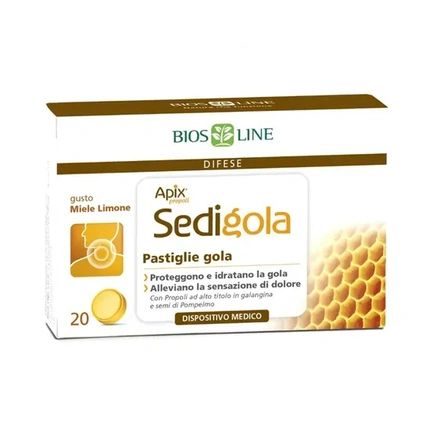 Bios Line Apix Sedigola Throat Lozenges Orange Honey Flavor 20 Tablets