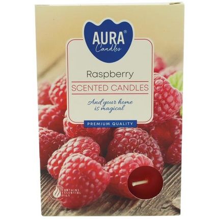 Aura Candles Scented Tealights Raspberry 6 Pack 12X8X18 Cm Approx 4 Hours Burning Time