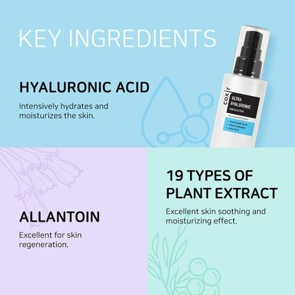 [Coxir] Ultra Hyaluronic Emulsion 100Ml/3.38 Fl.Oz Korean Daily Face Moisturizer For Dry Dehydrated Skin Long-Lasting Hydration With Hyaluronic Acid Collagen And Plant Complex 19 Lightweight