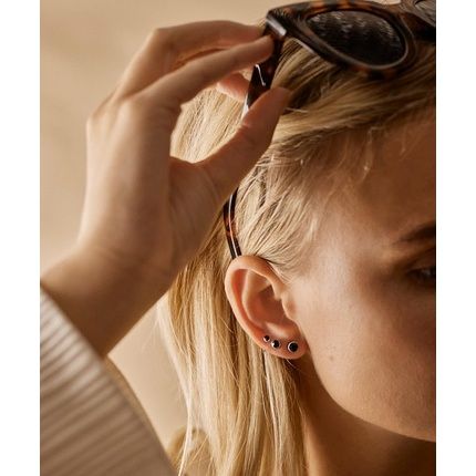 Blomdahl Hypoallergenic Silver Titanium Bezel Black Crystal Stud Earrings - Image 3