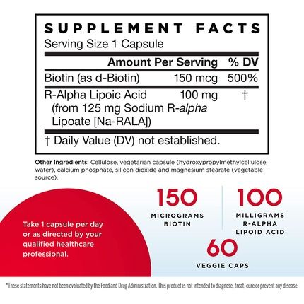 Jarrow R-Ala + Biotin 60 Capsules