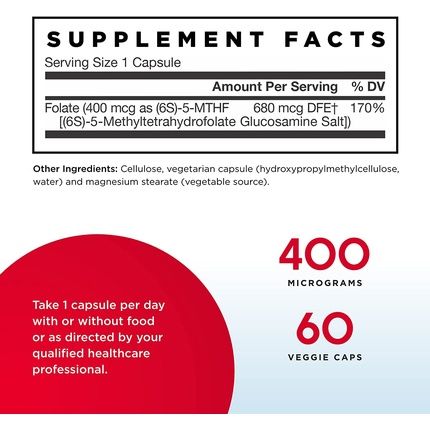 Jarrow Formulas Methyl Folate 60 Capsules