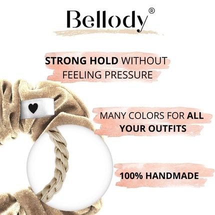 Bellody Velvet Scrunchies Strong Hold Exclusive Colors 1 Piece Champagne Beige - Image 3