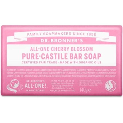 Dr Bronner'S Cherry Blossom Pure-Castile Bar Soap With Organic Ingredients And Essential Oils 140G
