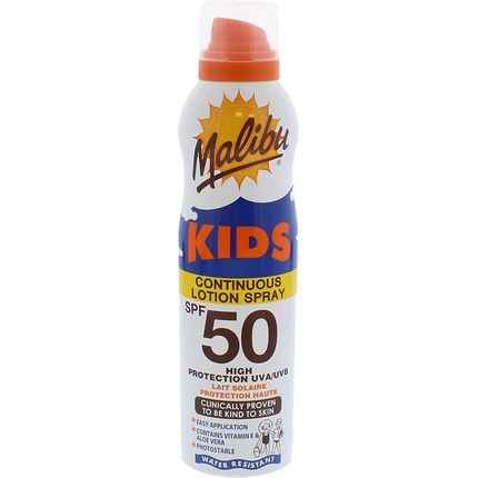 Malibu Kids High Protection Water Resistant Spf 50 Sun-Screen Continuous Lotion Spray 175Ml
