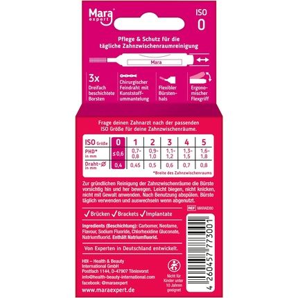 Interdental Brush Red Mara Expert 0.5Mm Iso 2 Medium Fine 8 Interdental Brushes Bioplastic Brushes For Interdental Spaces With Mint Flavor Chlorhexidine Fluoride