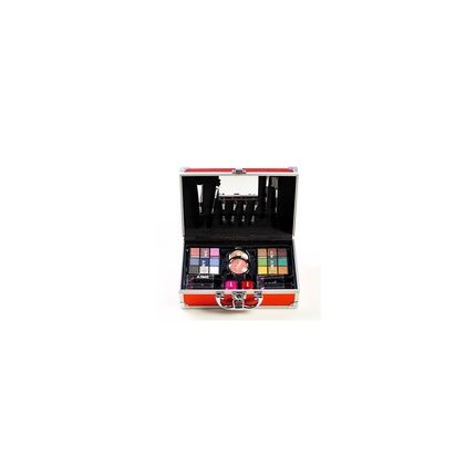 Aromya Aime Beauty Red Makeup Case With 24 Eyeshadows Lip Brush Makeup Brush And Eyebrow Brush