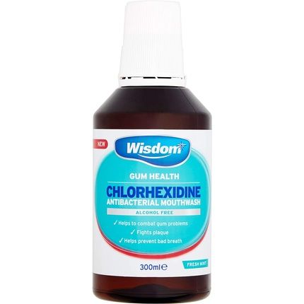 Wisdom Chlorhexidine Mouthwash Fresh Mint Alcohol Free 300Ml
