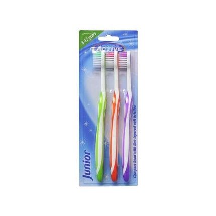Active Oral Care Junior Toothbrushes For Children 8-12 Years Set Of 3