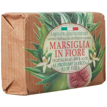 Saponeria Nesti Firenze Marsiglia In Fiore Natural Soap Fig And Aloe Scent 4.4 Ounces (125Gr) - Italian Import