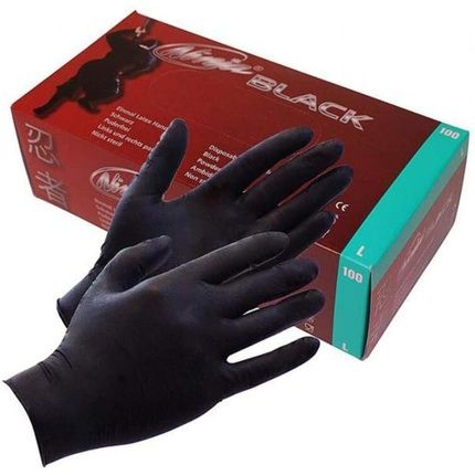 Rimba Black Ninja Latex Disposable Gloves Black