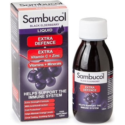 Sambucol Natural Black Elderberry Extra Defence With Vitamins And Minerals 120Ml