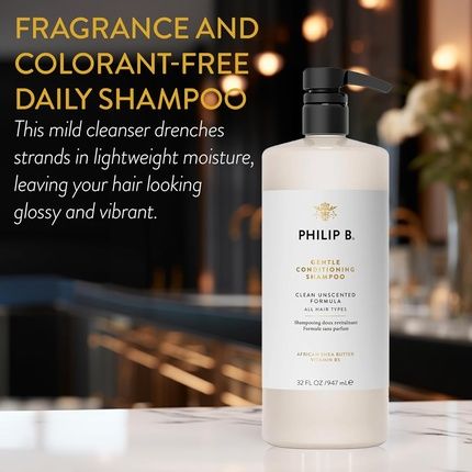 Philip B. Gentle Conditioning Shampoo 32 Oz. Light-Weight Hair Moisturizer Protecting Color Adds Softness And Shine 2 Pound