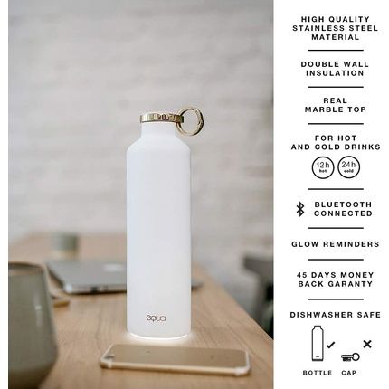 Equa Smart Water Bottle 23Oz With Bluetooth Connection And Light Signal Reminders - Double-Walled Vacuum Insulated Stainless Steel
