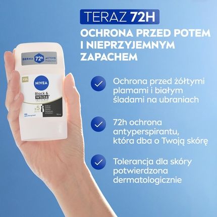 Nivea Black & White Silky Smooth Antiperspirant Stick 50Ml - Image 3