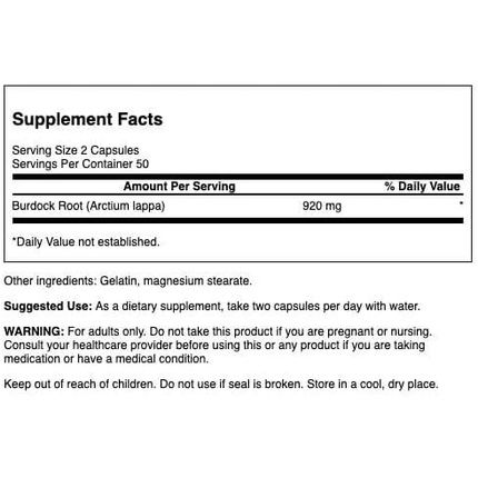 Swanson Burdock Root Kidney & Liver Support Detox Skin Helps Remove Toxins