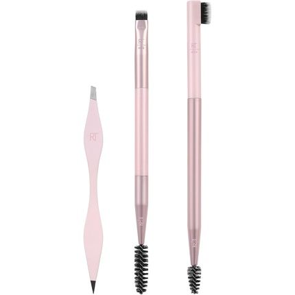 Real Techniques Brow Shaping Set With Spoolie, Brow Brushes, And Tweezers