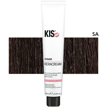 Kis Keracream Color Permanent Hair Color Cream 100Ml 5A High Coverage Intensive Hair Color Keratin Infusion - Animal Friendly & Sustainable