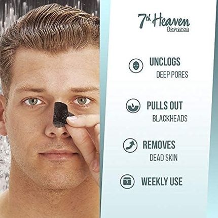 7Th Heaven Men'S Charcoal And Tea Tree Nose Strips For Unclogging Pores And Removing Blackheads 3 Count - Image 3