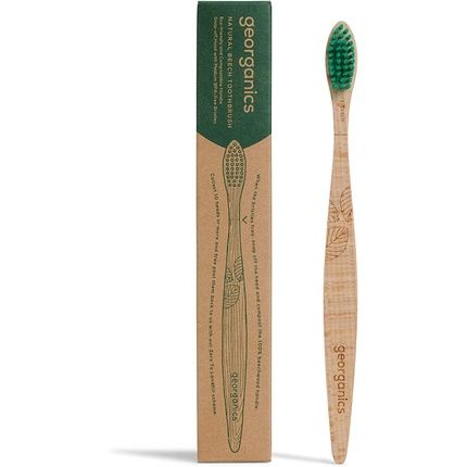 Georganics Beech Toothbrush Eco-Friendly Compostable Handle Bpa-Free Bristles Adult Medium