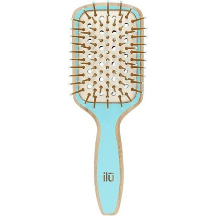 T4B Ilu Bamboom Detangling Eco Friendly Bamboo Hairbrush Ocean Breeze Rectangular Mini