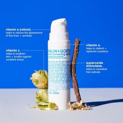 Malin + Goetz Retinol Correcting Serum 1Oz 30Ml Face Serum For Sensitive Skin Types Brightening Anti-Aging Facial Vegan & Cruelty Free