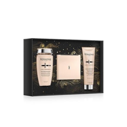 Kerastase Curl Manifesto Masque Gift Set For Wavy, Curly, Or Frizzy Hair - Includes Bain Hydratation Douceur 250Ml, Masque Beurre Hydratation 200Ml, Creme De Jour 150Ml