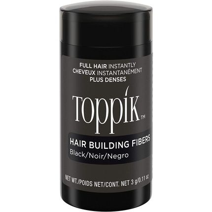 Toppik Hair Building Fibers Powder Black 3G Bottle - Instant Thinning Concealer For Men And Women