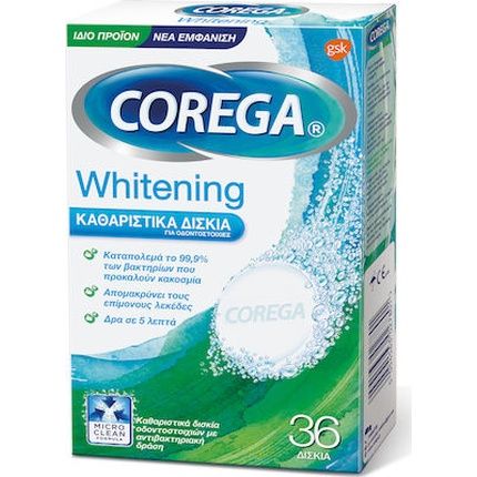 Corega Whitening Cleaning Tablets For Dentures - 36 Tablets