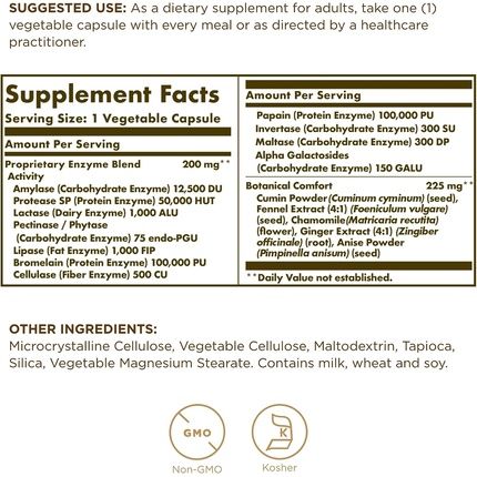 Solgar Enzyme Complex With Plant-Based Digestive Enzymes 90 Vegetarian Capsules - Image 3
