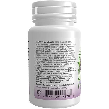 Now Foods Skin Brightener With Ceramosides 30 Vcaps - Image 3