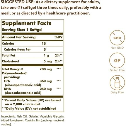 Solgar Omega-3 Double Strength Softgels 120 Count