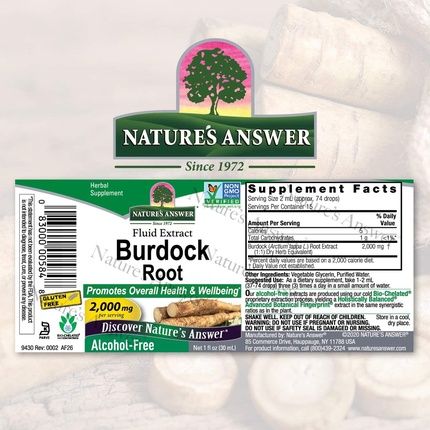 Nature'S Answer Burdock Alcohol-Free 2000Mg 1 Fl Oz Vegan Gluten-Free