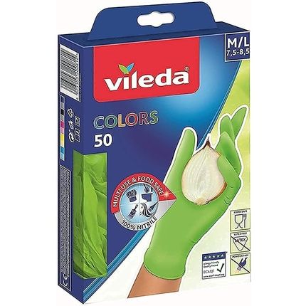 Vileda Colors 50 Disposable Gloves Multicolor Nitrile 50 Pieces - Safety