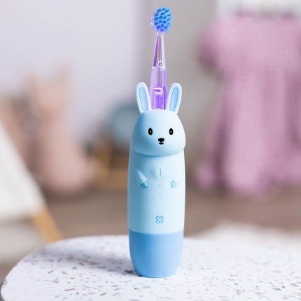 Innogio Giorconejo Children'S Electric Toothbrush With 7 Led Colors Silicone Handle 4 Modes Timer 2 Min Blue Aaa Battery Not Included