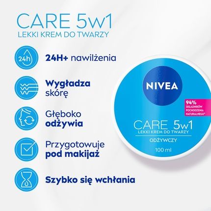 Nivea Care 5In1 Nourishing Light Facial Moisturizer 100Ml