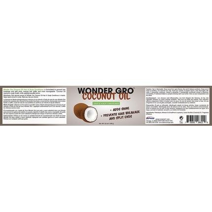 Wonder Gro Coconut Oil Hair Grease Styling Conditioner 12 Fl Oz - Adds Shine And Prevents Breakage And Split Ends