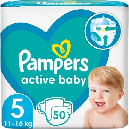 Pampers Active Baby Diapers With Adhesive Size 5 11-16Kg 50 Pieces